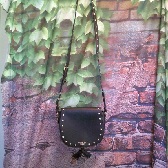Black Tassels Gold Studded Crossbody Purse - Picture 2 of 4